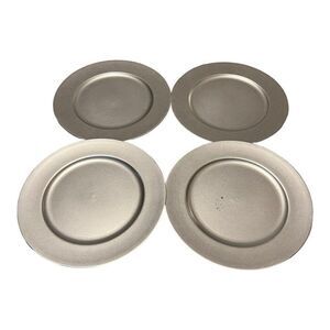 Set Of 4 Silver Thick Plastic Charger Dinner Plates 13x13 Fantastic Holiday